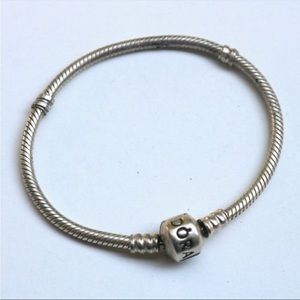 Pandora Snake Chain Charm Bracelet Sterling Silver Size 7.5